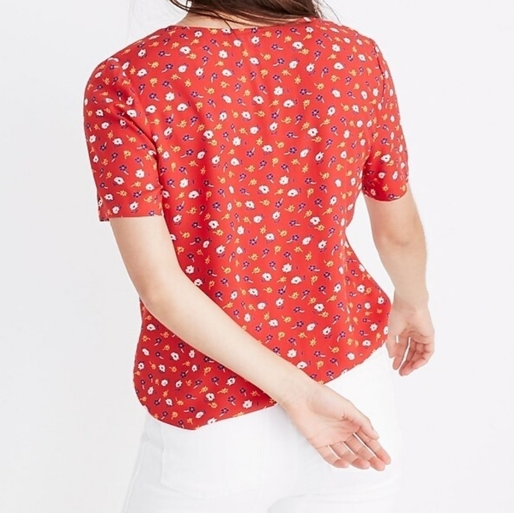 Madewell Prairie Floral Novel Tie-Front Top L - Picture 2 of 7